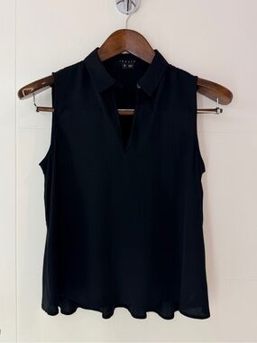 NWOT Silk Theory Sleeveless Black Collared Shell Top for Office and Everyday